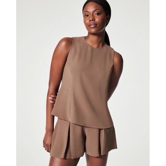 SPANX Carefree Crepe Peplum Tank in Cedar - Picture 1 of 15